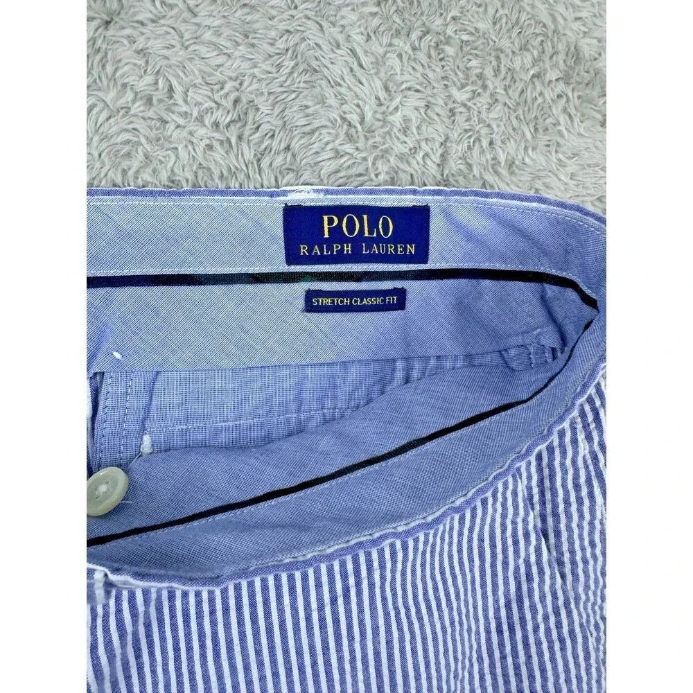 Polo Ralph Lauren Men's Shorts 42 Preppy Seersucker Stripe Stretch‎ Classic Fit